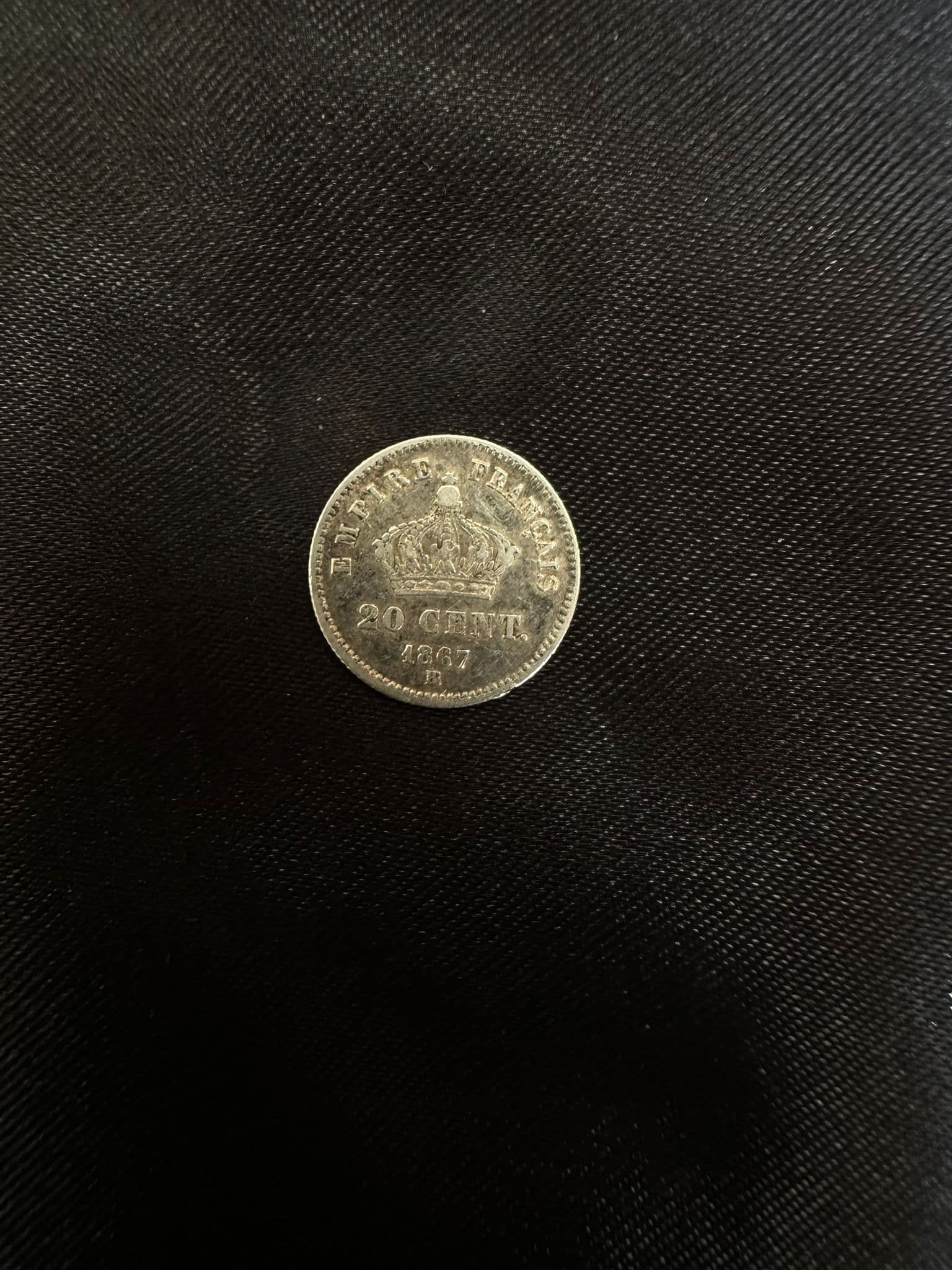 Monedă Argint 20 Centimes 1867 - Napoleon III, Imperiul Francez 2