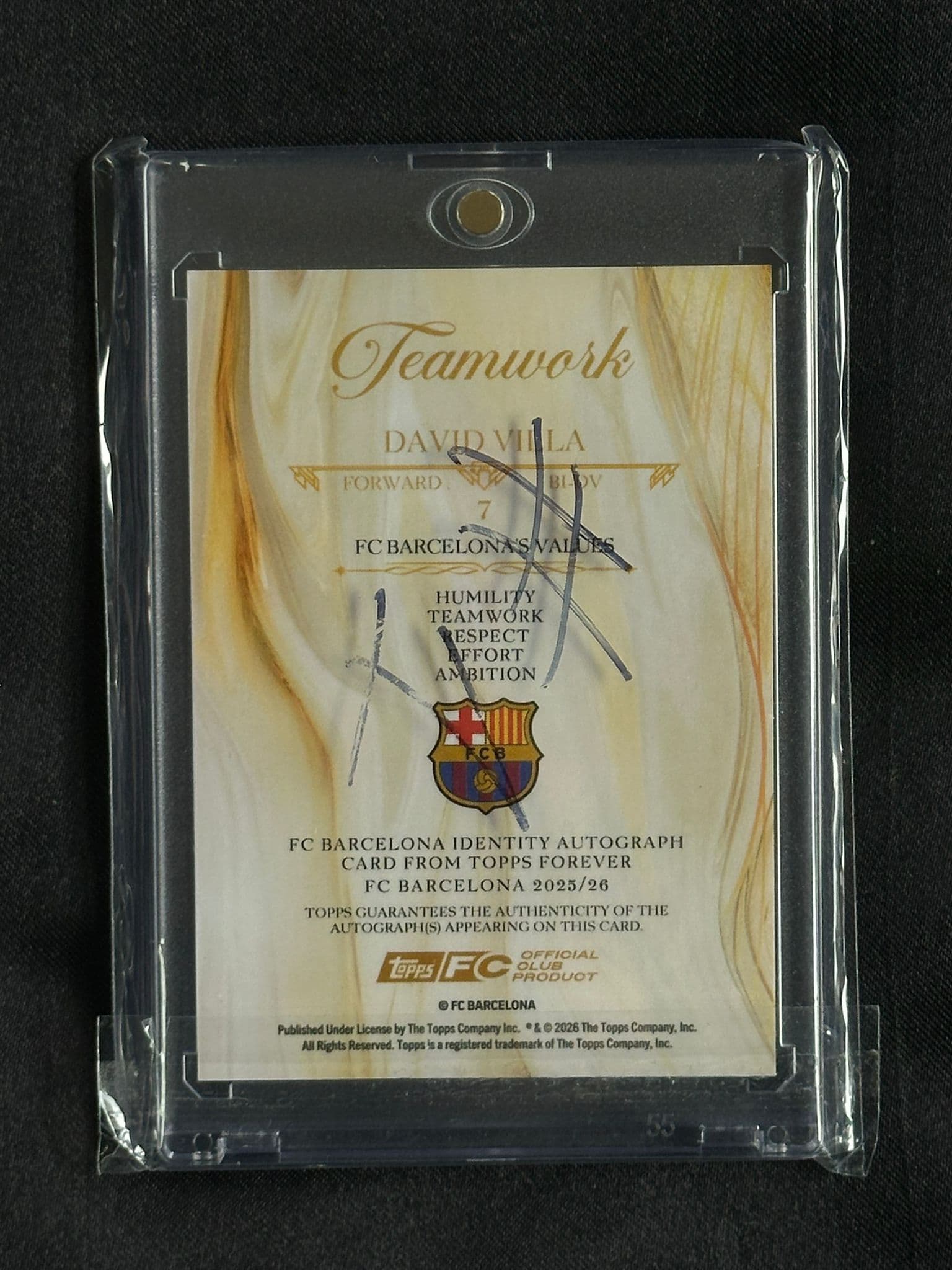 Cartonaș de colecție cu David Villa - Autograf Original - Ediție Limitată FC Barcelona 2