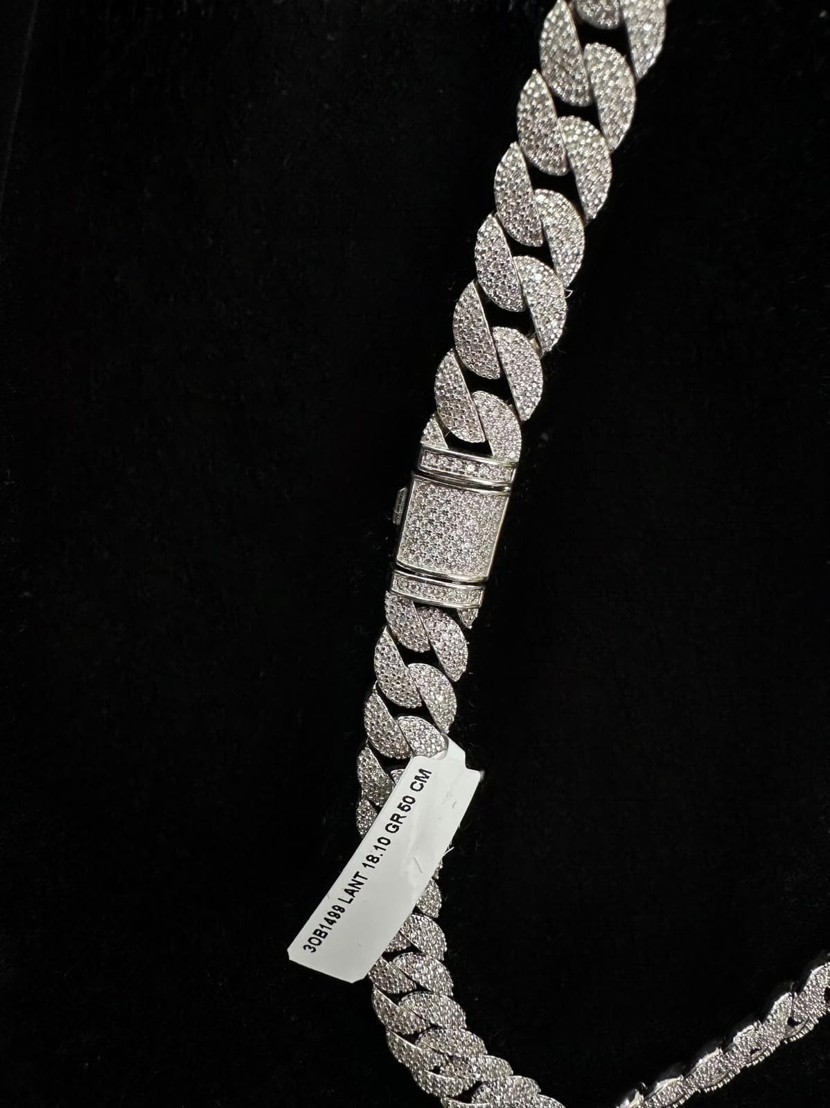 Lanț Cuban Link Iced Out - Argint S925 - 97.75g - 50cm - Claritate VVS 3